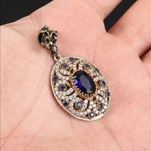 Sultan Ottoman Sapphire Topaz Drop Pendant